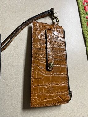 Patricia Nash Cognac Croc-Embossed Leather Wristlet Wallet